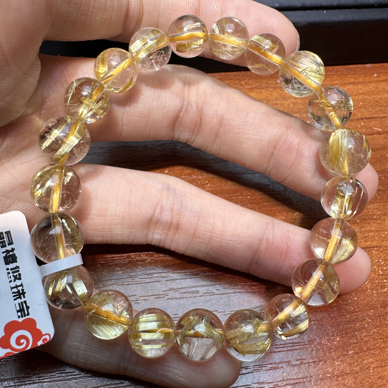 天然水晶钛晶板钛单圈 10+mm 天然水晶手串单圈