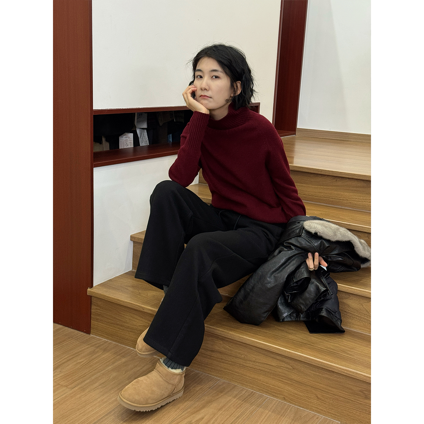 LANGQING 解锁多巴胺穿搭 - 无缝一体绵羊毛针织衫47323#