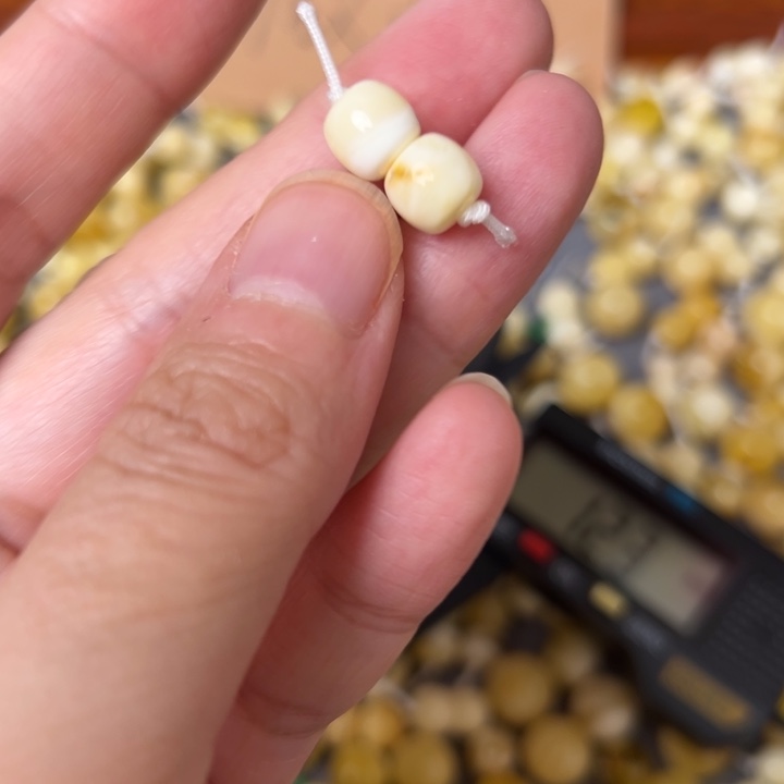 蜜蜡未镶嵌裸石7.5mm一对