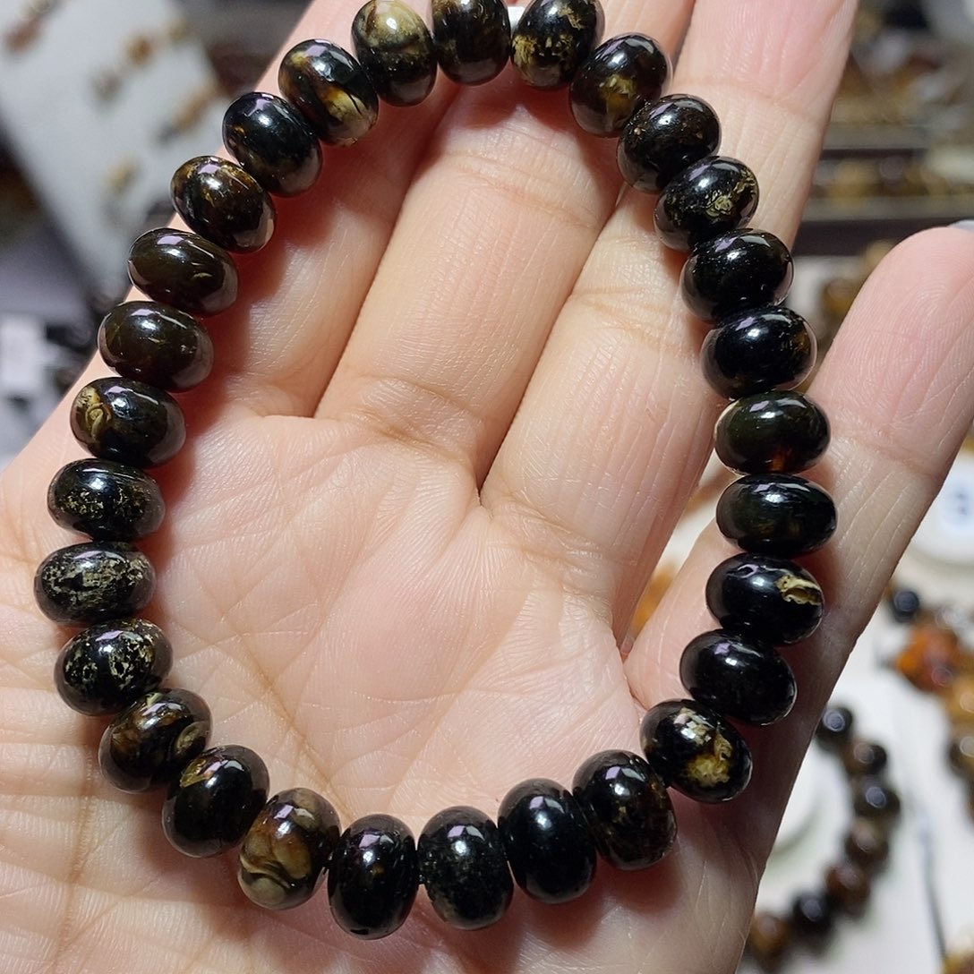 琥珀未镶嵌裸石熊猫花9m