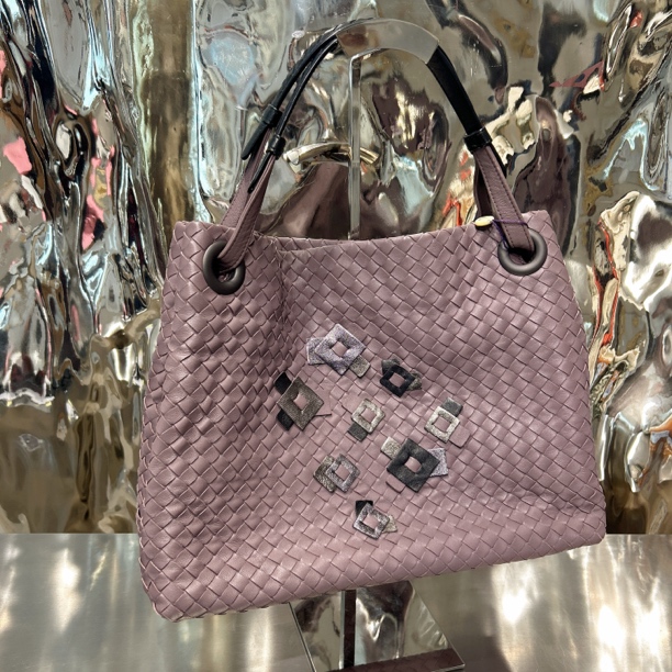 95新 BOTTEGA VENETA/葆蝶家 浅紫色 托特 编织 手提