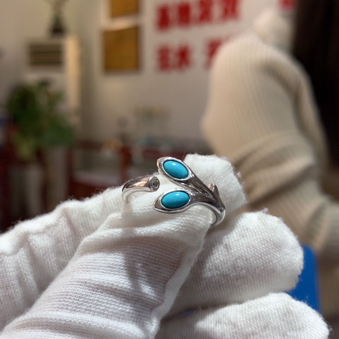 银S925镶嵌绿松石戒指