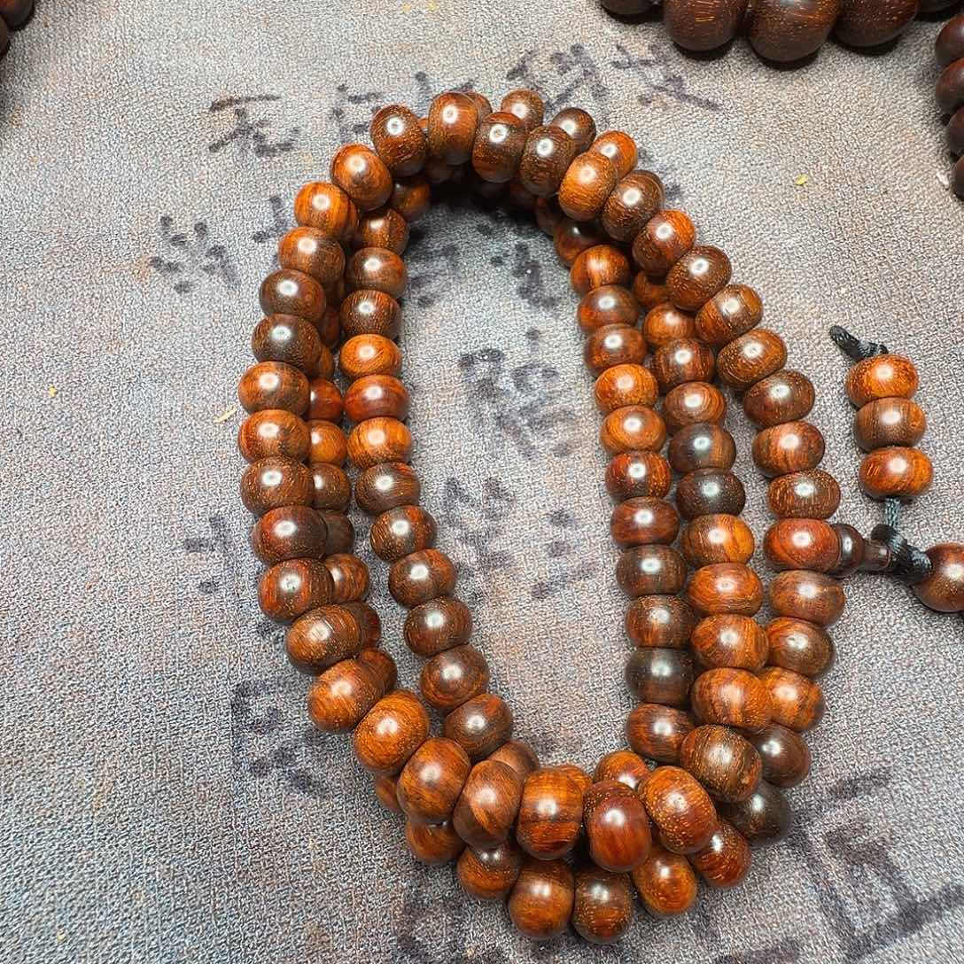 檀香紫檀（小叶紫檀）0.8/1.0藏传算盘珠2.07喇叭孔拆房老料