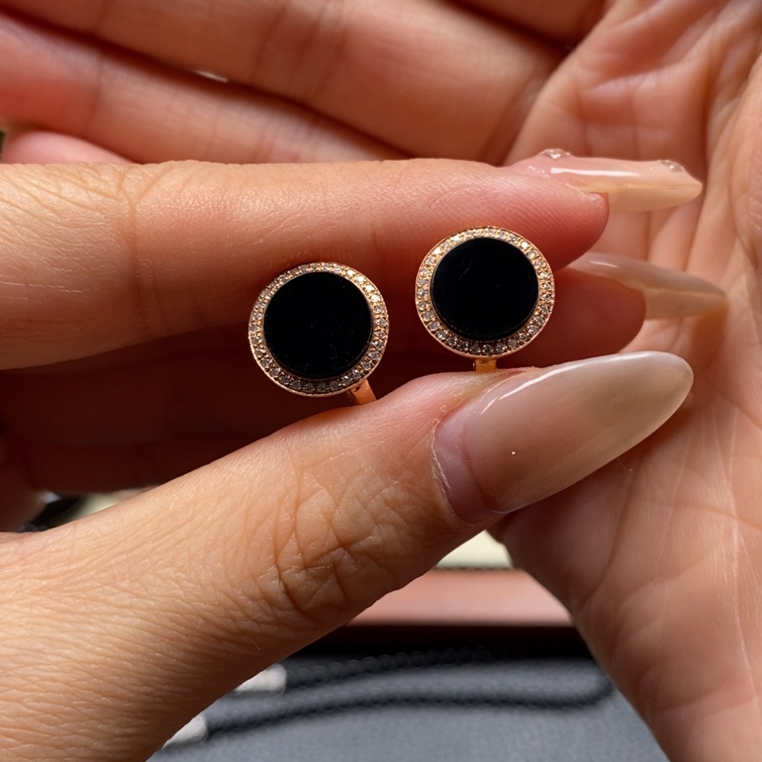 翡翠耳饰18K金镶嵌圆牌