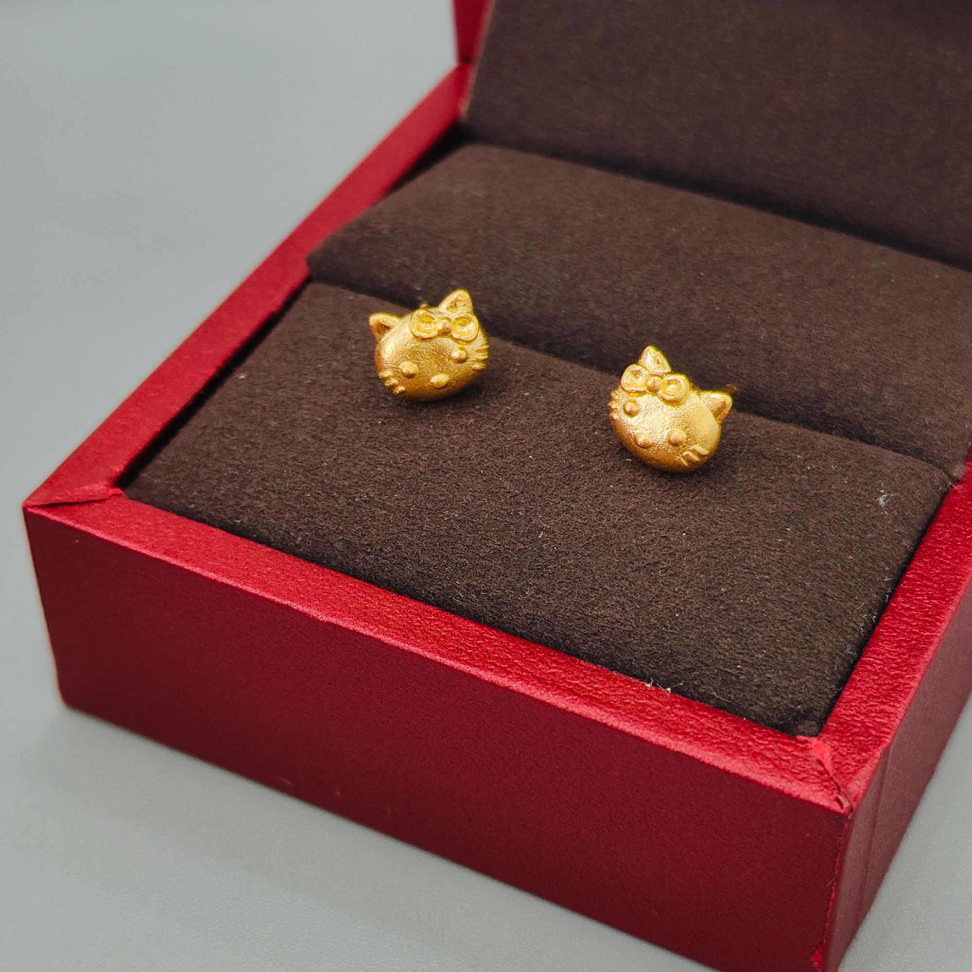 珺铺黄金 5G足金999【一店】kitty大头直针耳钉