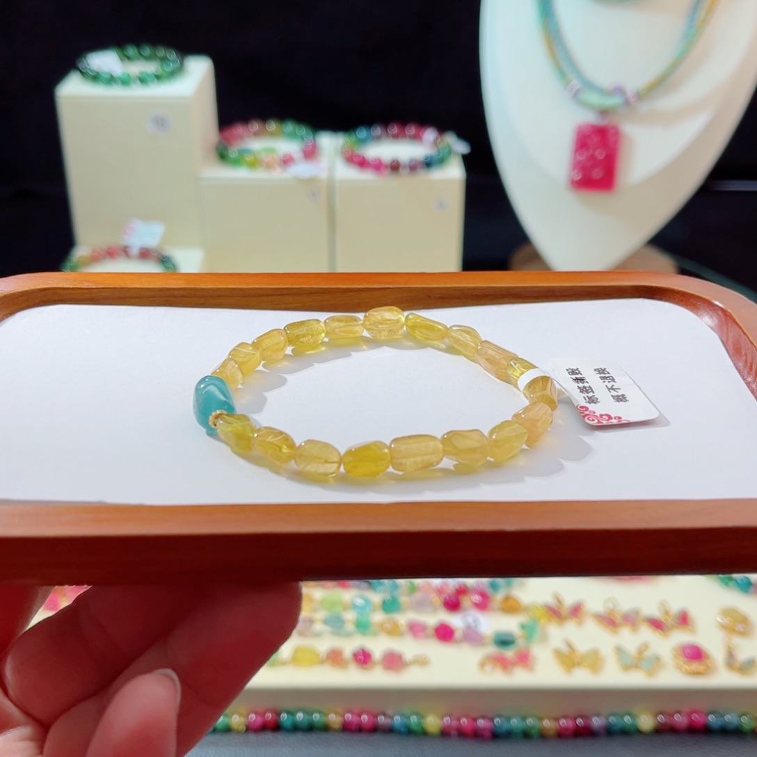 碧玺手串18K金镶嵌手串