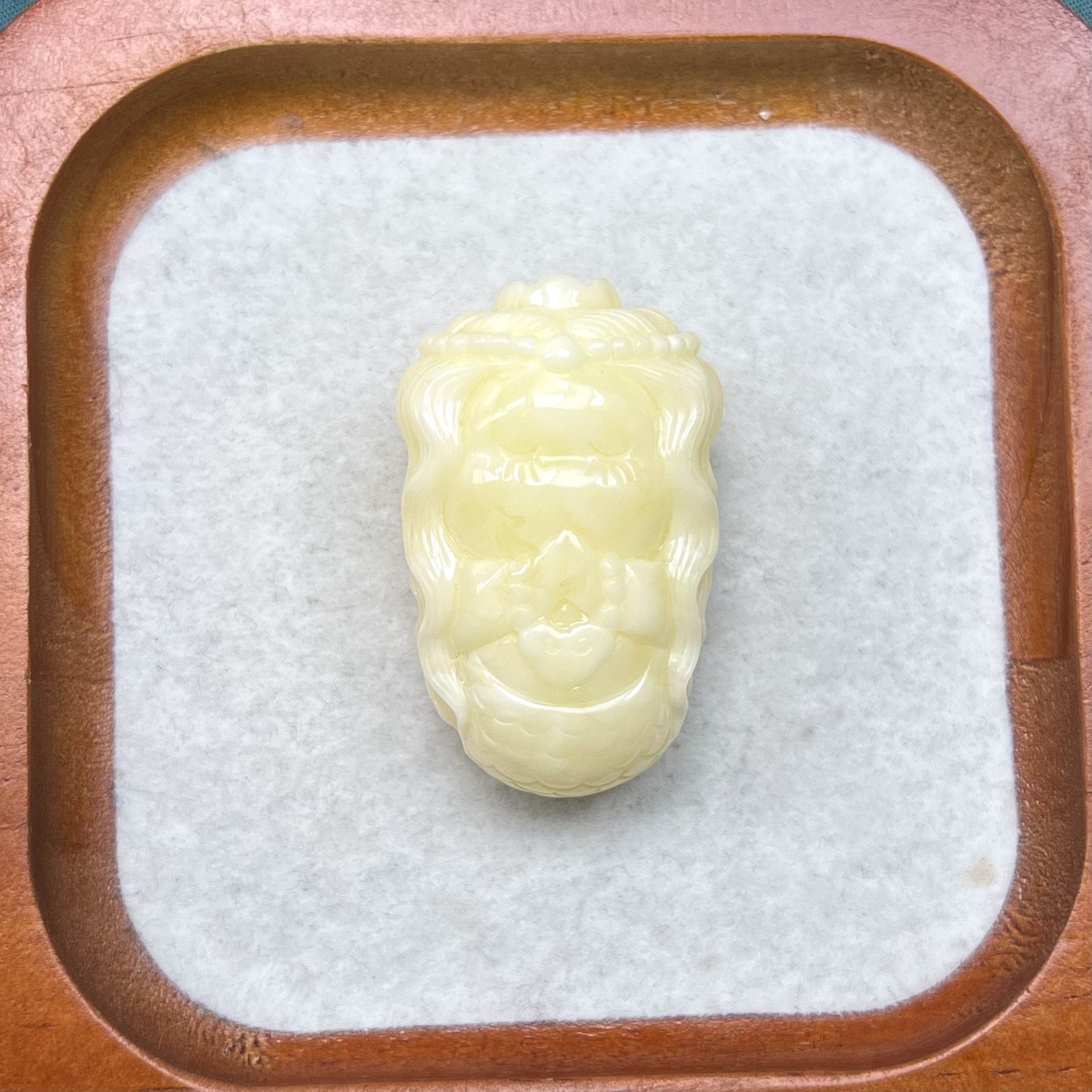 天然琥珀蜜蜡白蜡美人鱼（抖音基地发货，带证书）