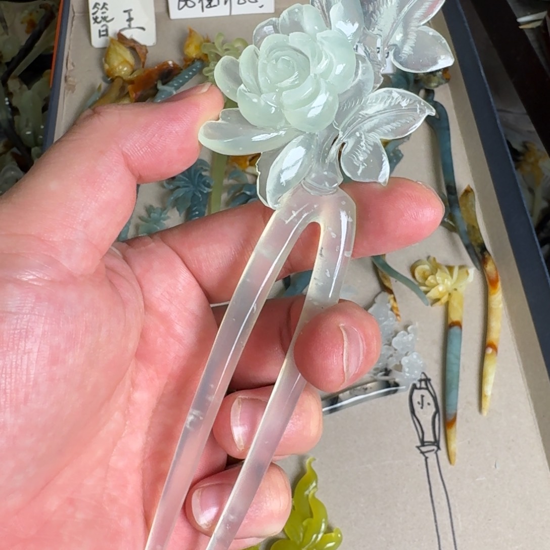 岫玉发饰未镶嵌岫玉发簪就是好看