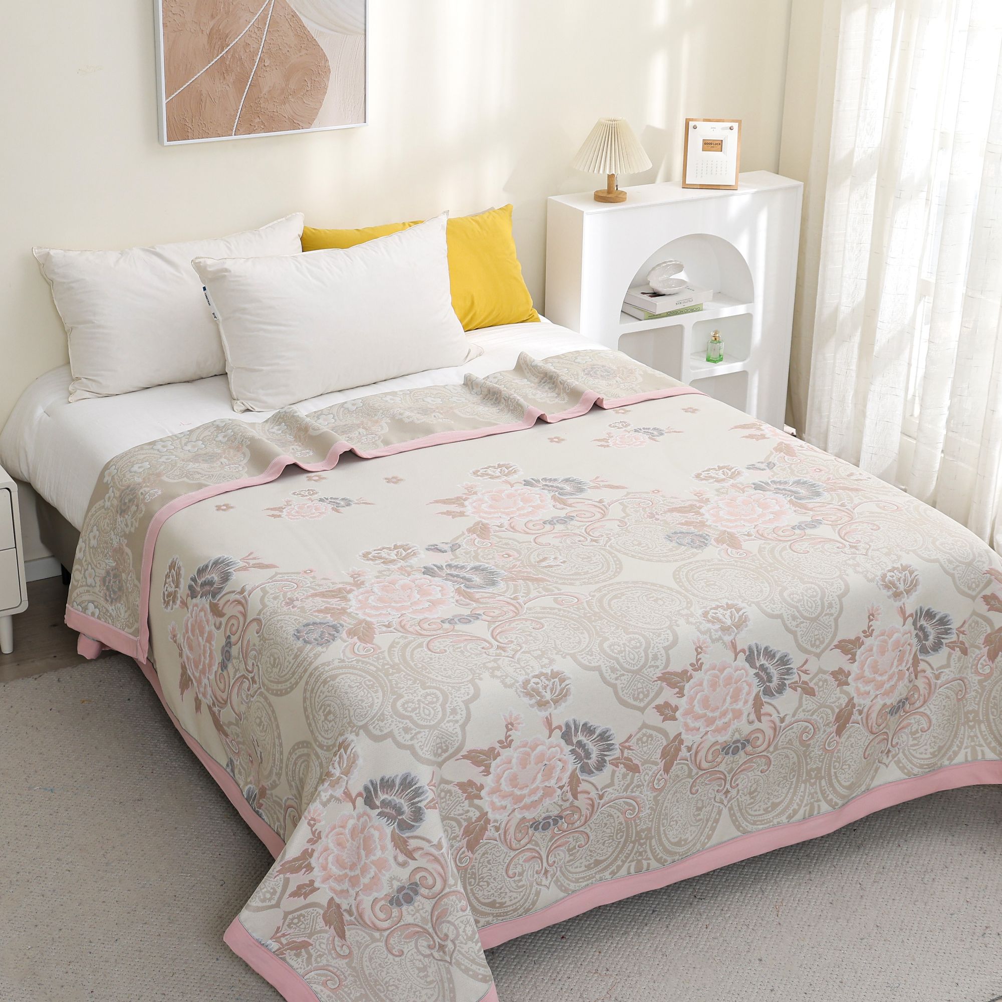 【绝代风华】230*250简约款宽边重工艺多功能床盖