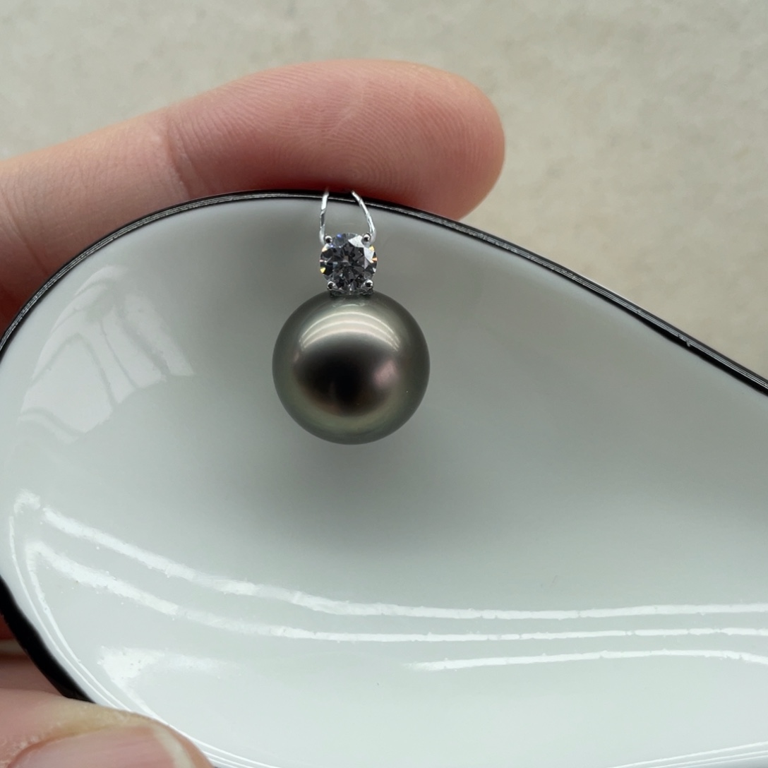 海水珍珠吊坠(不含链)18K金镶嵌11-12m m