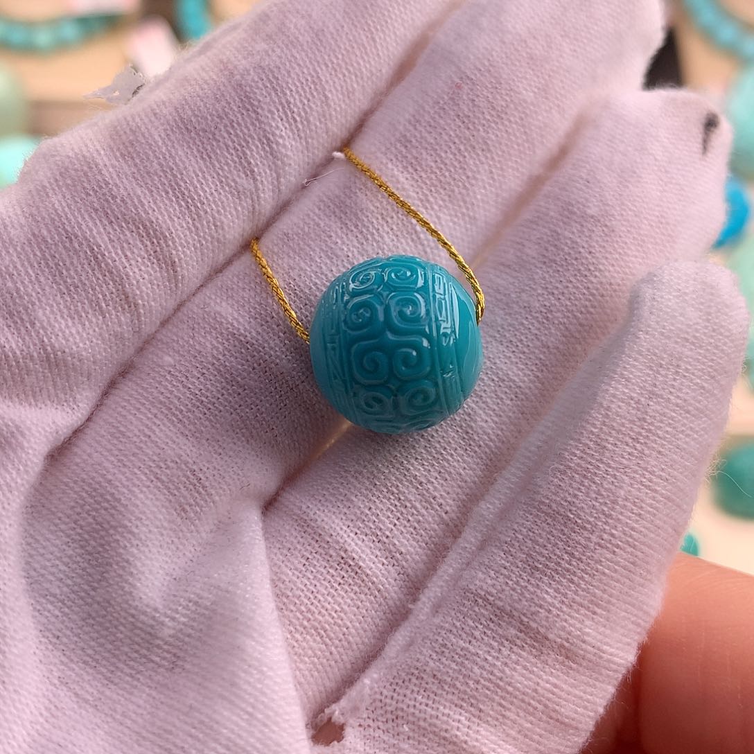 绿松石珠宝奇石未镶嵌14.5mm