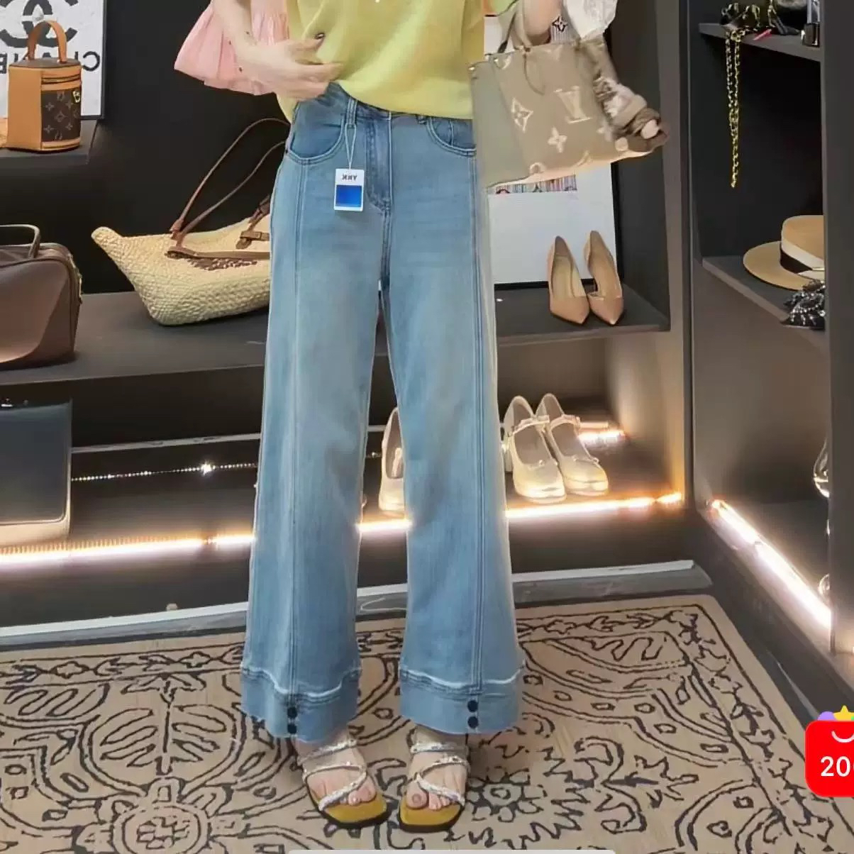 【张开心】颜色好喜欢！软爆款小黑扣垂感莱赛尔薄料九分直筒牛仔裤