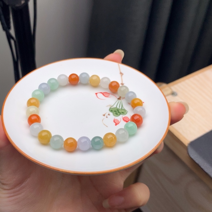****尼翡翠未镶嵌手链翡翠y2923 卡7.6