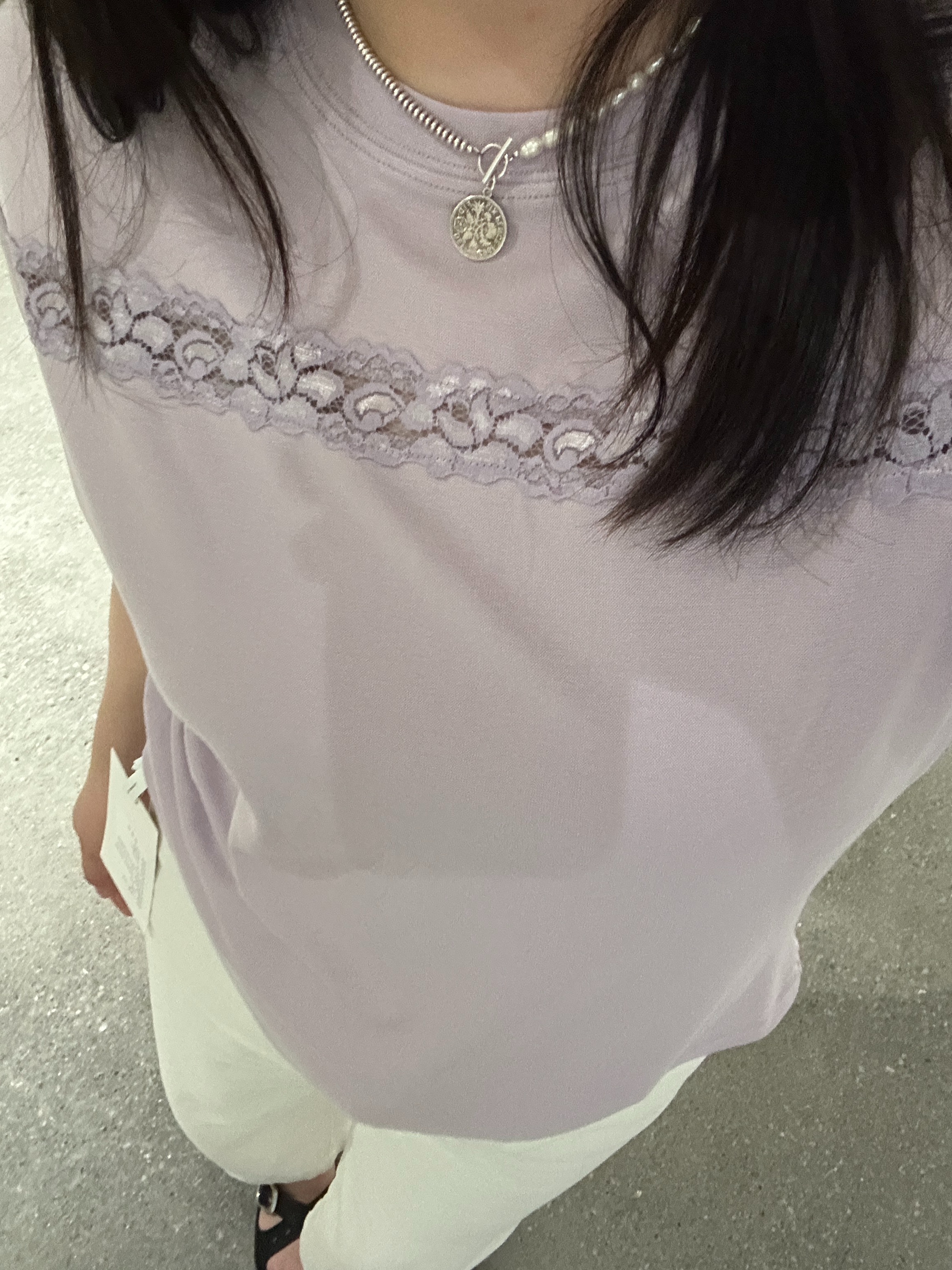 TAOJIA FAMILY【镂空蕾丝T】圆领蕾丝简约设计师显瘦大码T恤JD0005