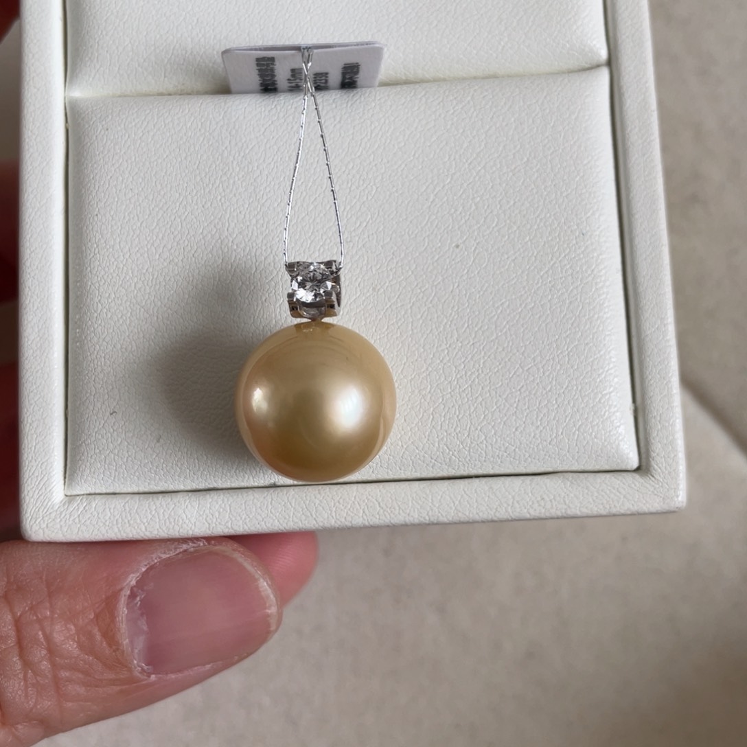 海水珍珠吊坠(不含链)18K金镶嵌14.6mm