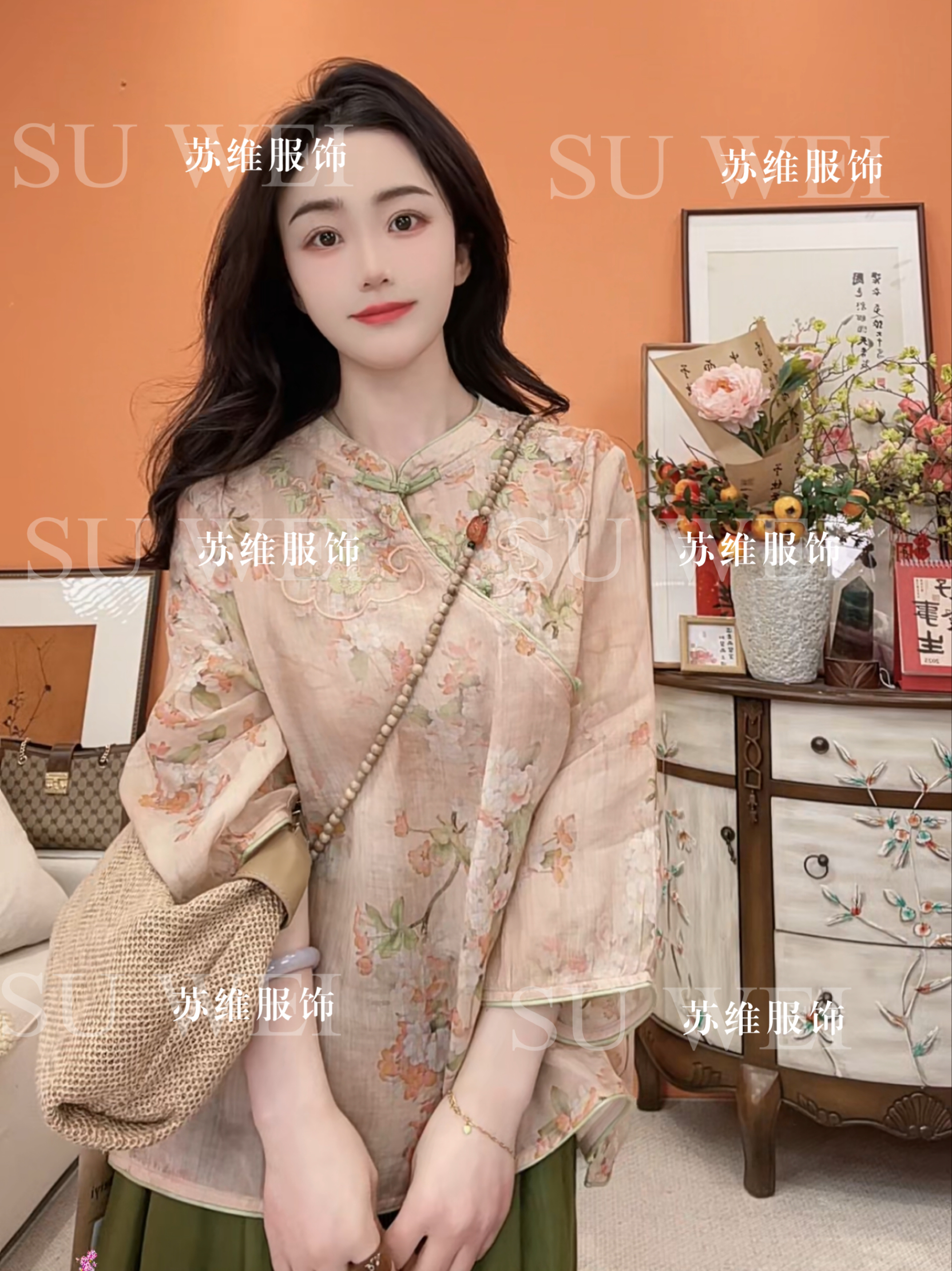 9200【海棠依旧】文艺斜襟盘扣刺绣苎麻茶服上衣民族风小衫夏季半袖