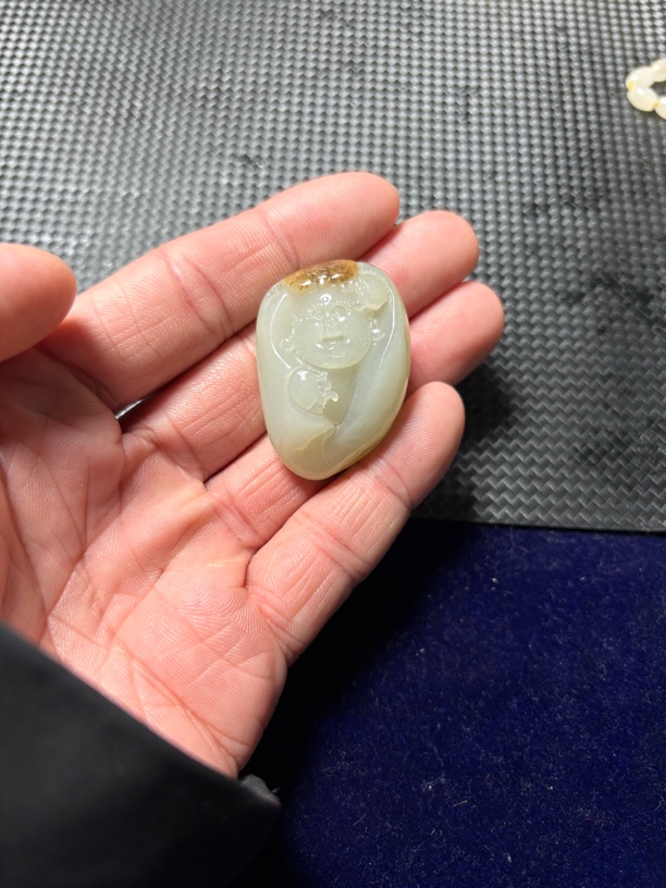 和田玉佛公原皮巧雕