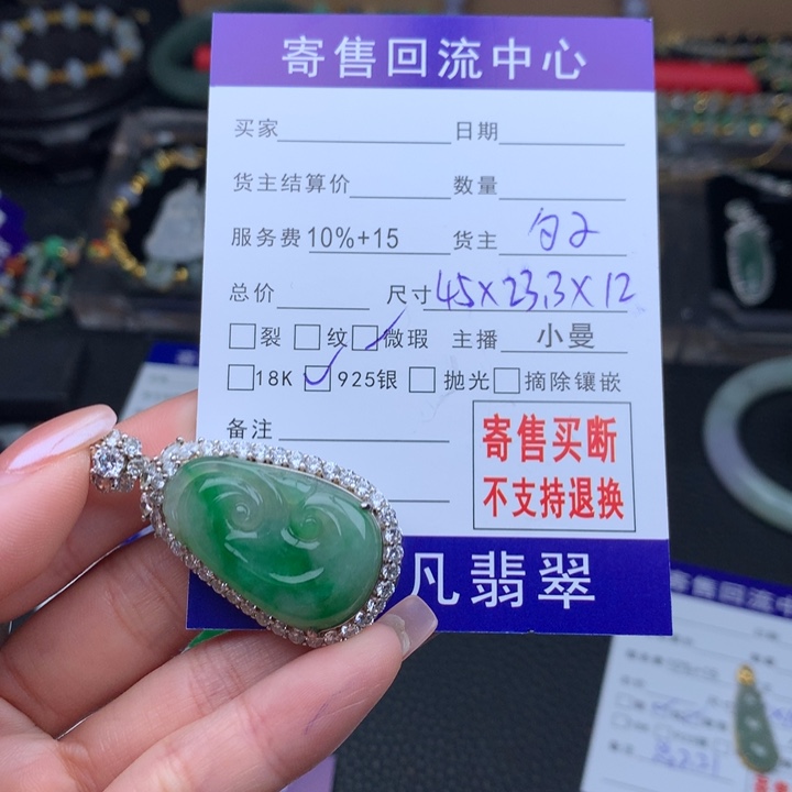颈饰银S925镶嵌翡翠