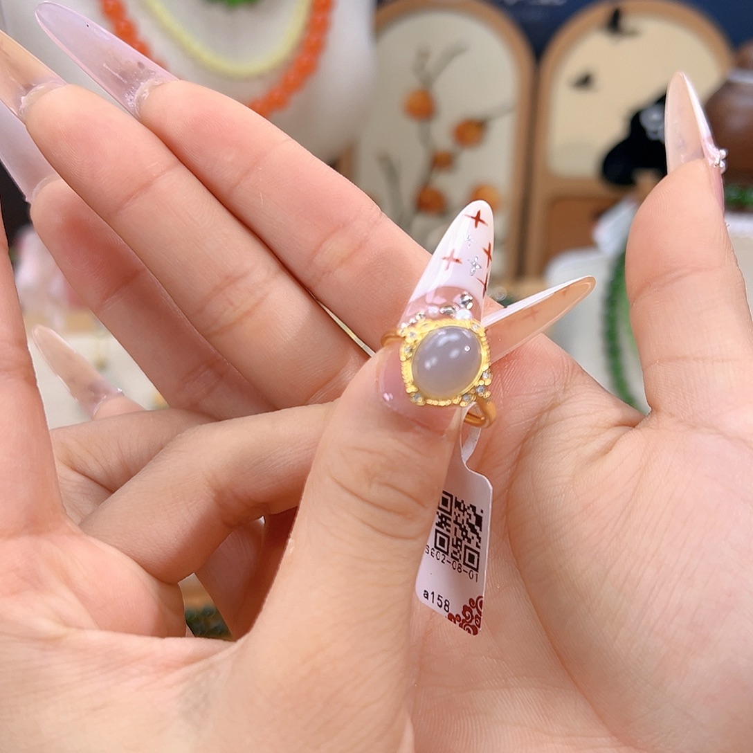 和田玉银S925镶嵌戒指sj