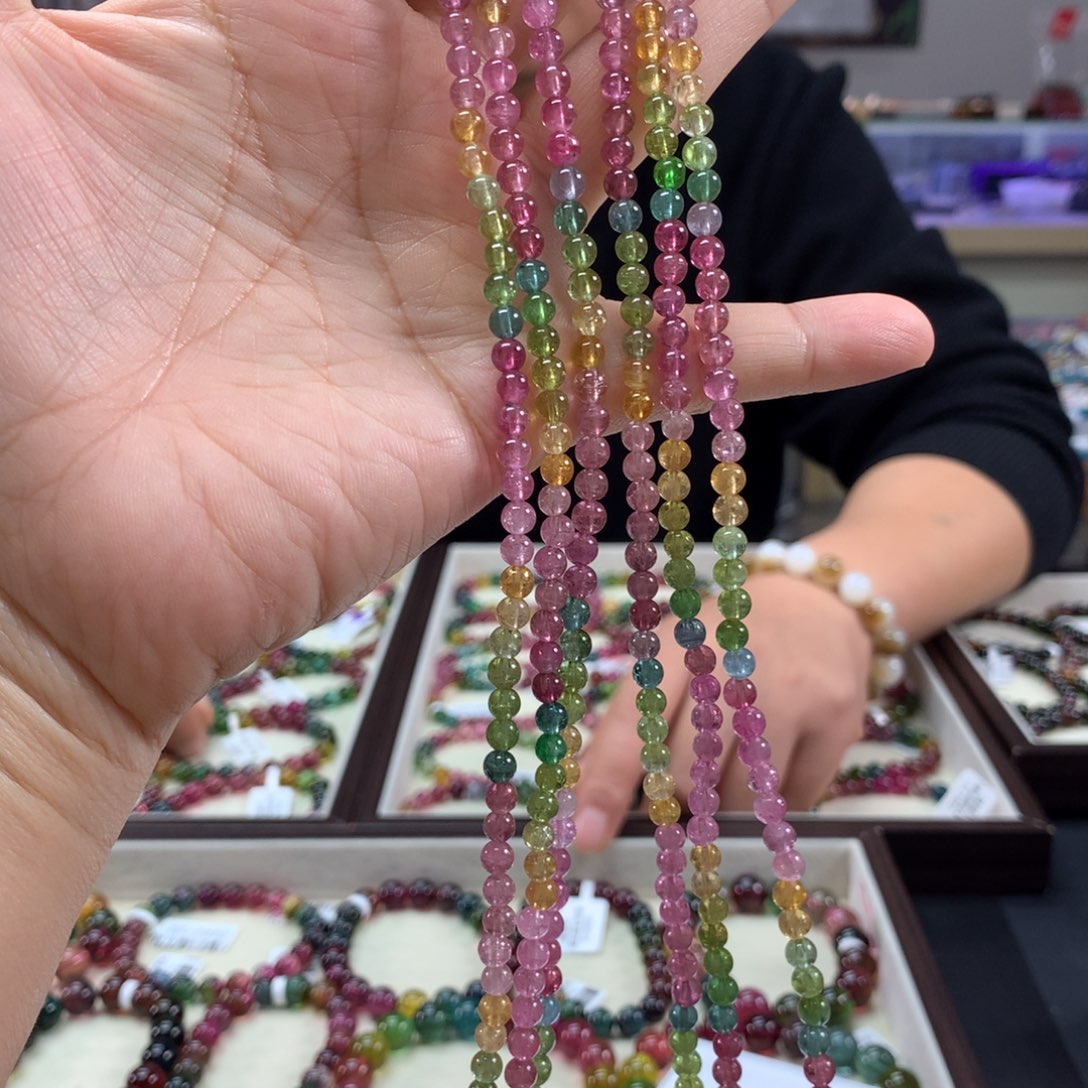 碧玺手链未镶嵌多样性发其一条4.5毫米左右