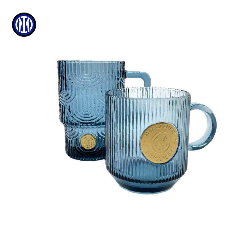 FCIM/国际米兰足球俱乐部墨蓝条纹冷饮玻璃杯简约创意喝水杯