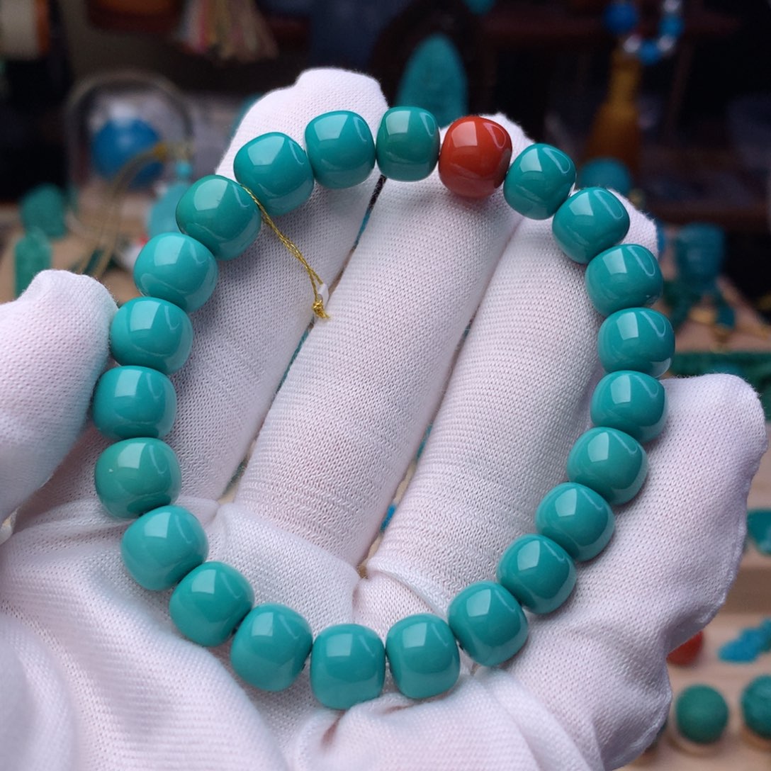 绿松石珠宝奇石未镶嵌9mm