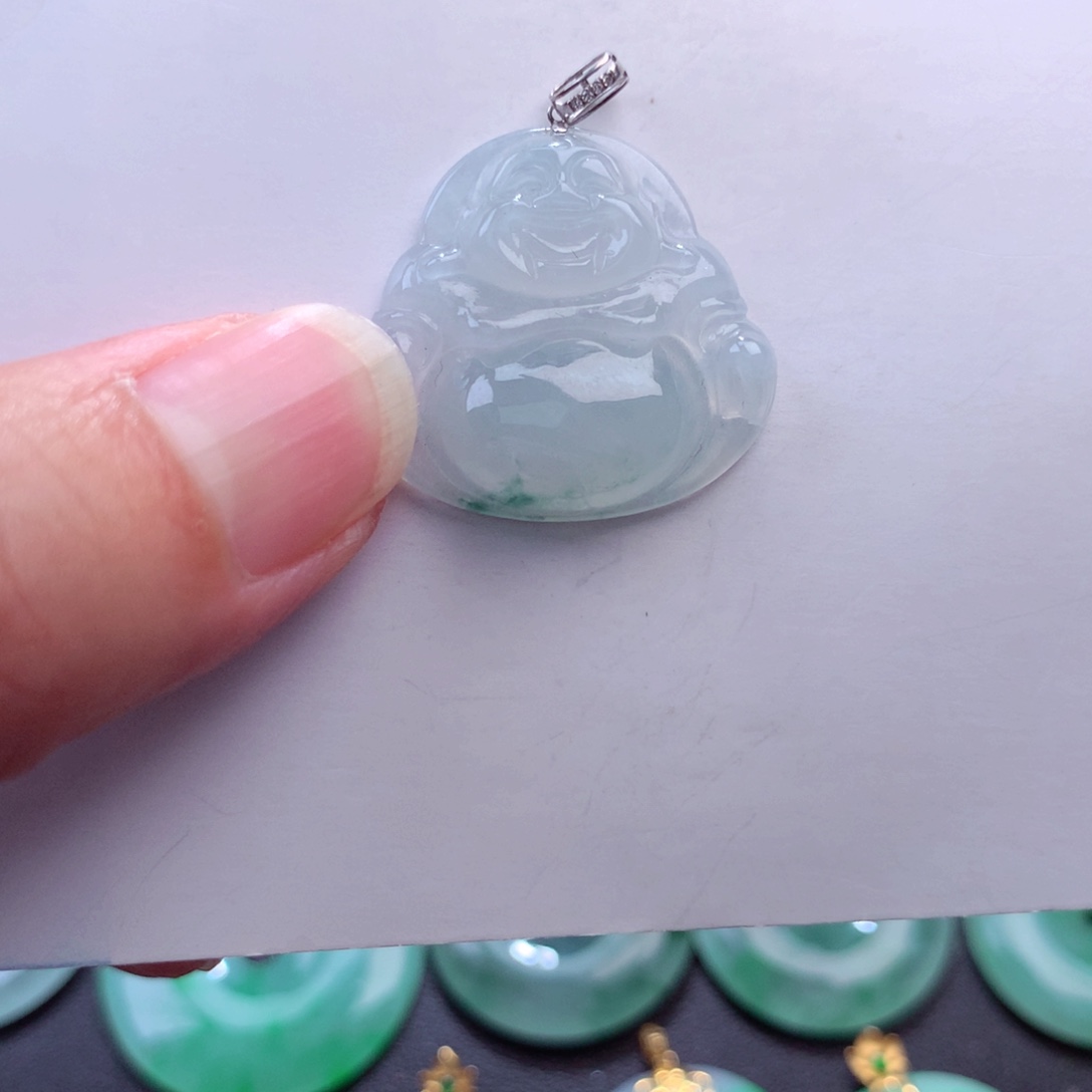 翡翠吊坠(不含链)18K金镶嵌