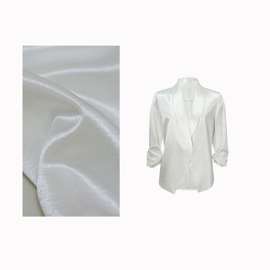 【醋酸缎】醋酸光泽顺滑褶皱七分袖利落显瘦西装外套A250509