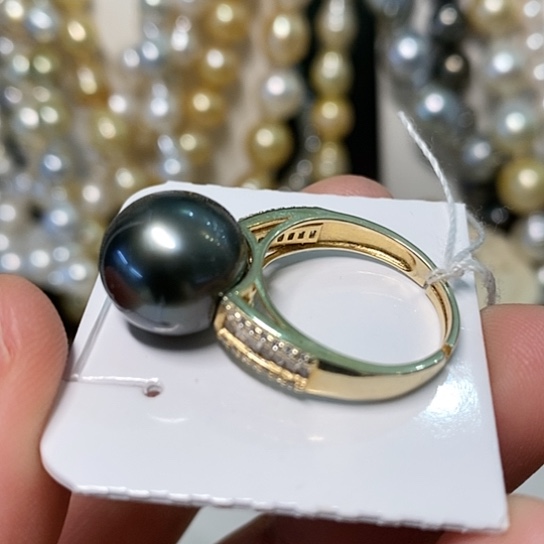 海水珍珠戒圈银S925镶嵌12.6