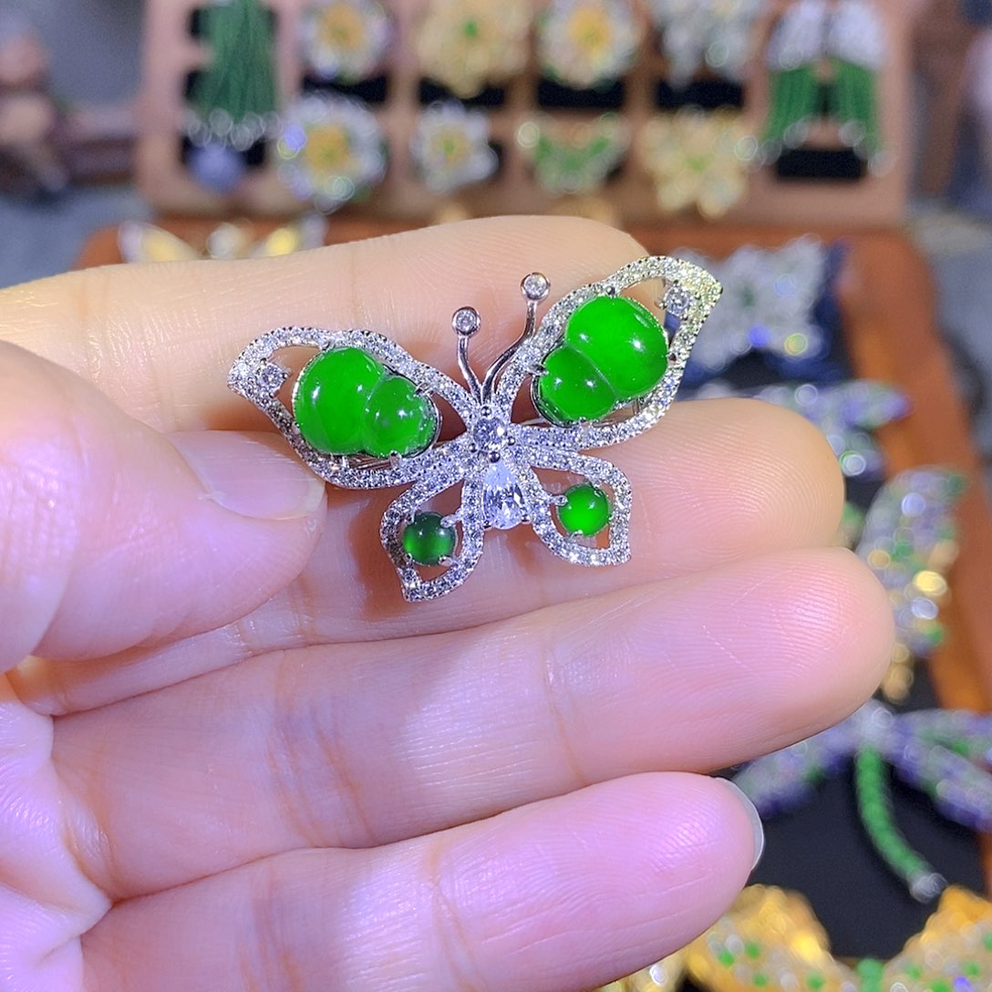 吊坠(不含链)银S925镶嵌翡翠