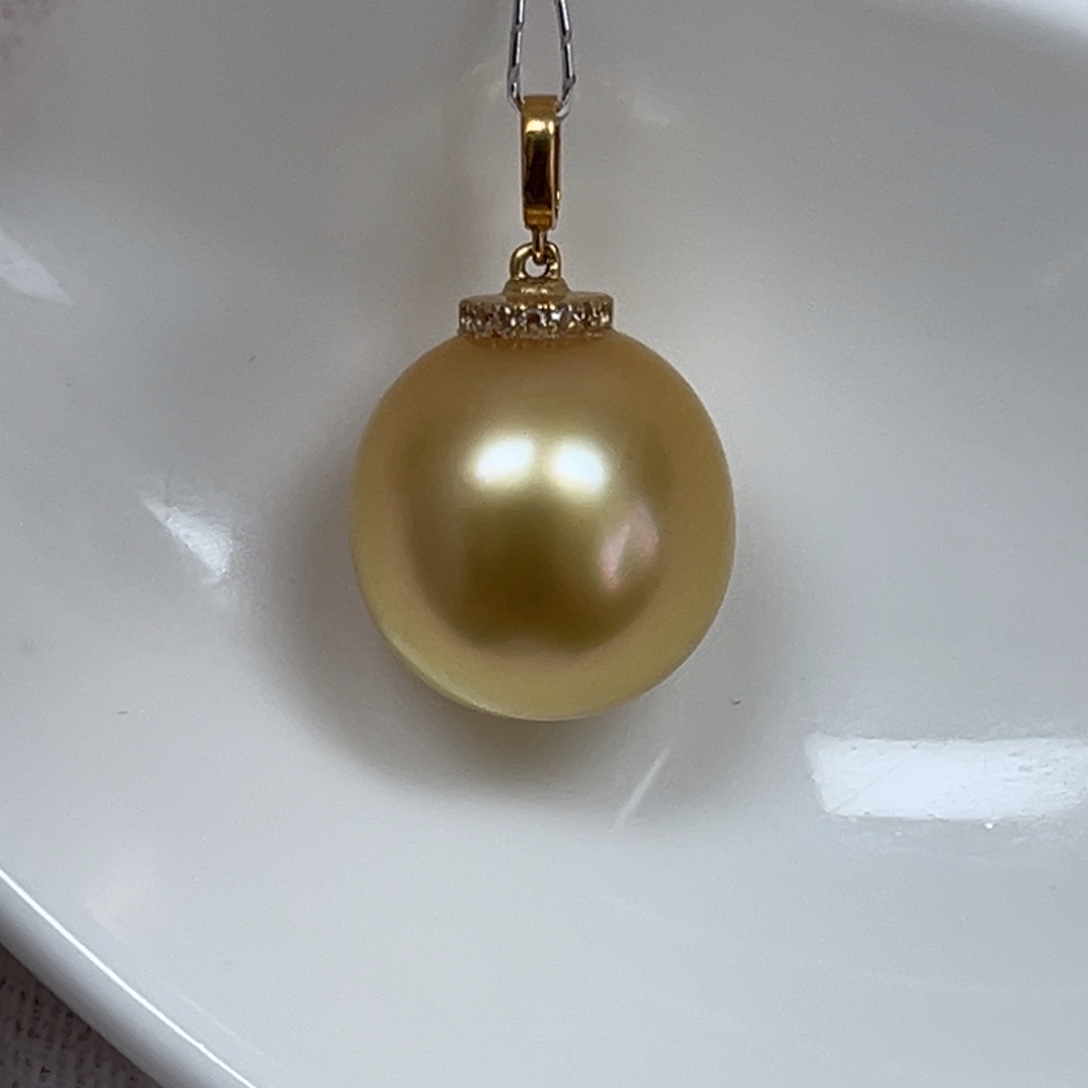 海水珍珠吊坠(不含链)18K金镶嵌12.4mm