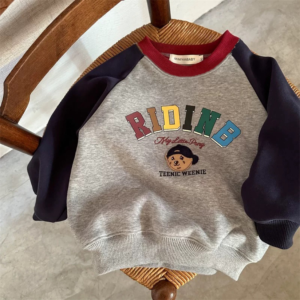 儿童加绒卫衣2025秋冬季男童卡通小熊上衣男孩宝宝加厚套头衫童装