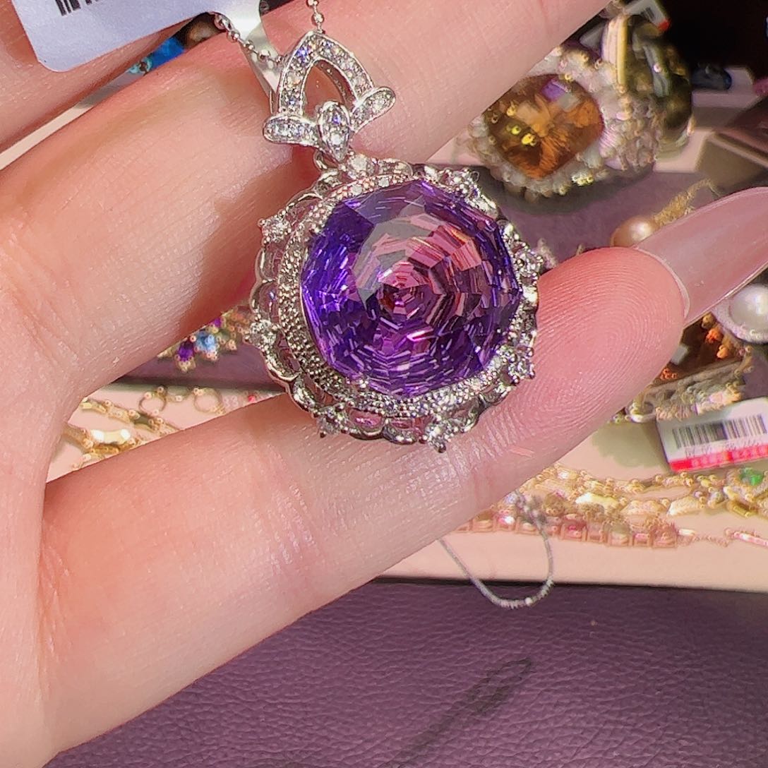 紫晶紫水晶银S925镶嵌