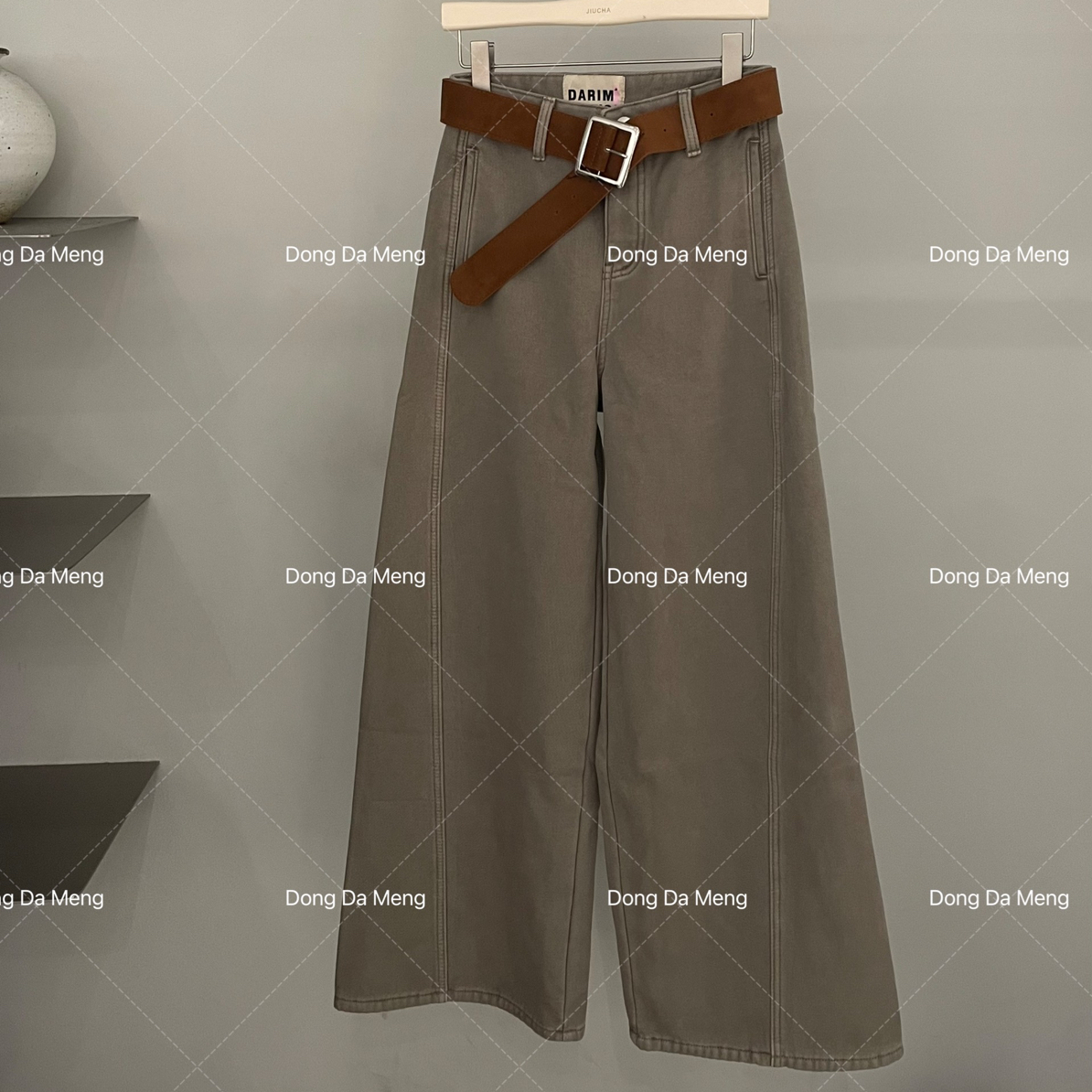 516复古百搭显瘦阔腿牛仔裤时尚设计感十足加绒厚款弯刀裤