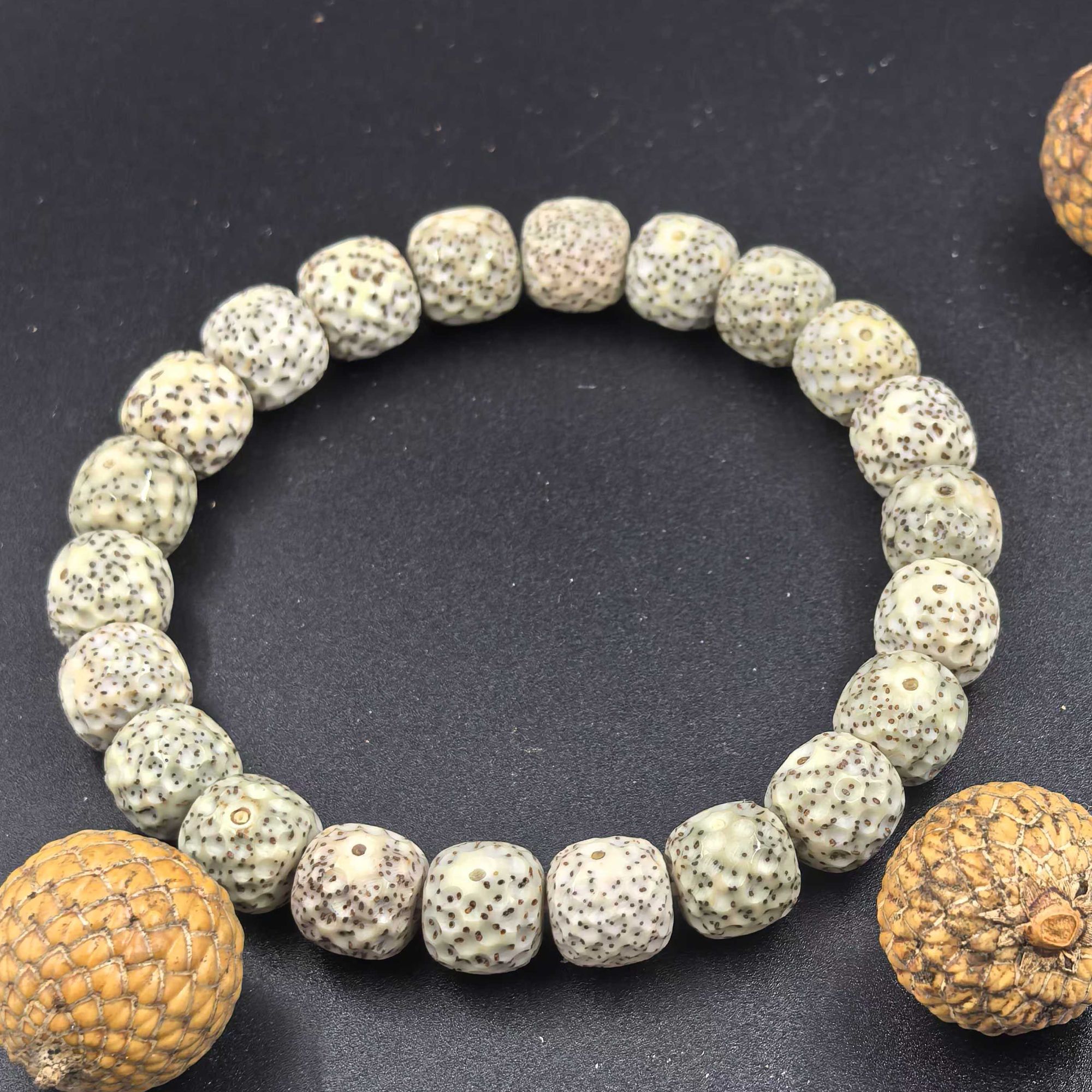 星月菩提石玉料手雕龙鳞手串 11改