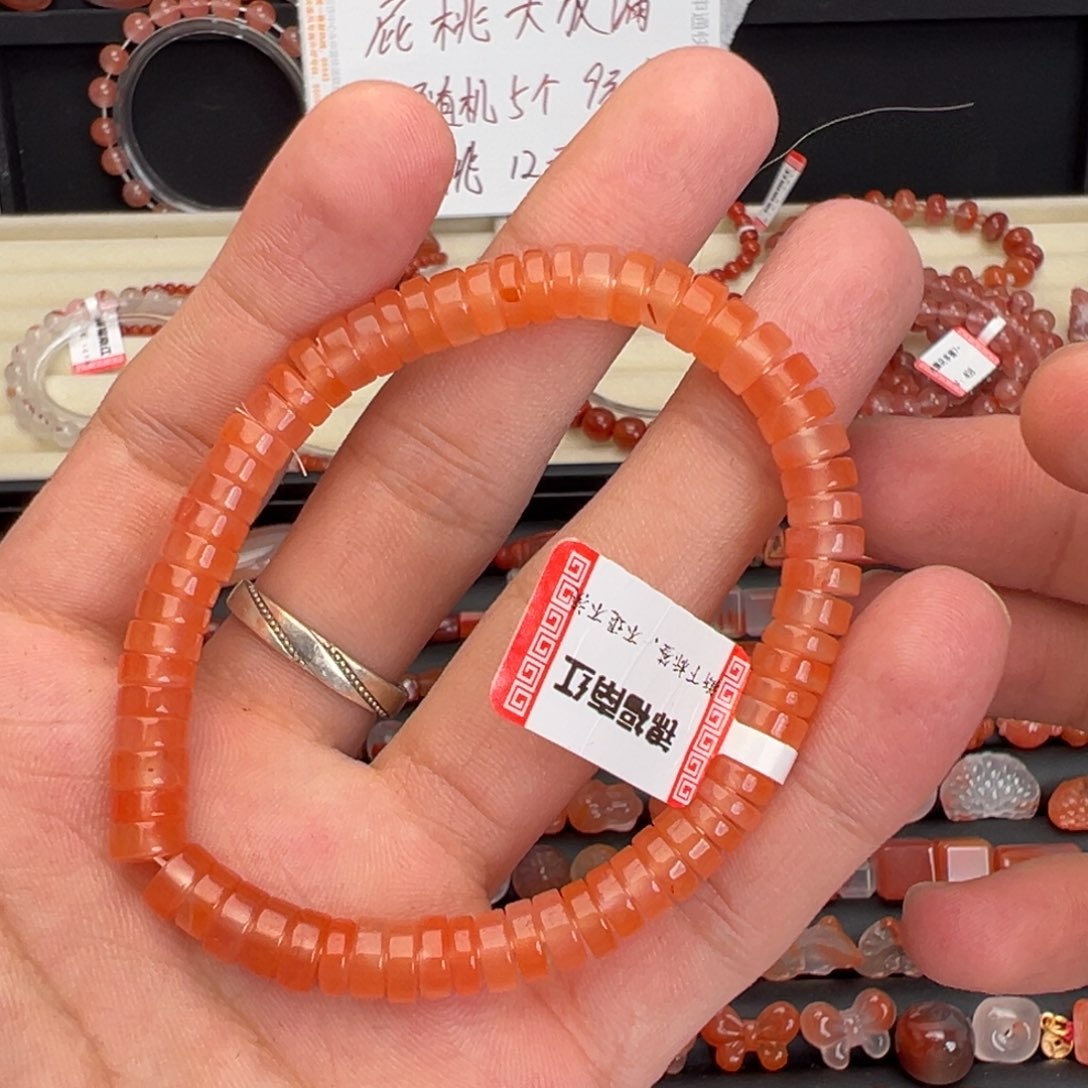 南红玛瑙未镶嵌颈饰药片单圈6mm+