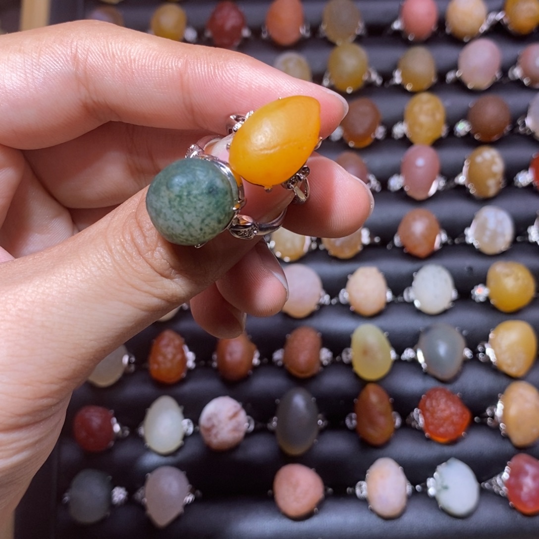 若***木玛瑙/玉髓合金戒指