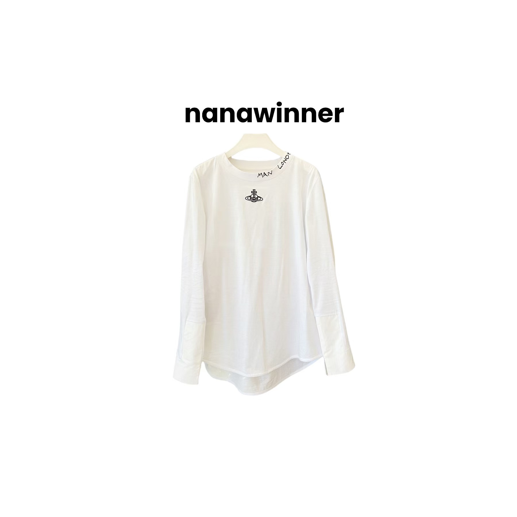 nanawinner【女皇】极简印花星球字母百搭长袖圆领T恤