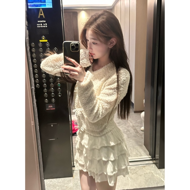 【Meng服饰】女蝴蝶结针织毛针织衫圆领开衫款厚款秋冬