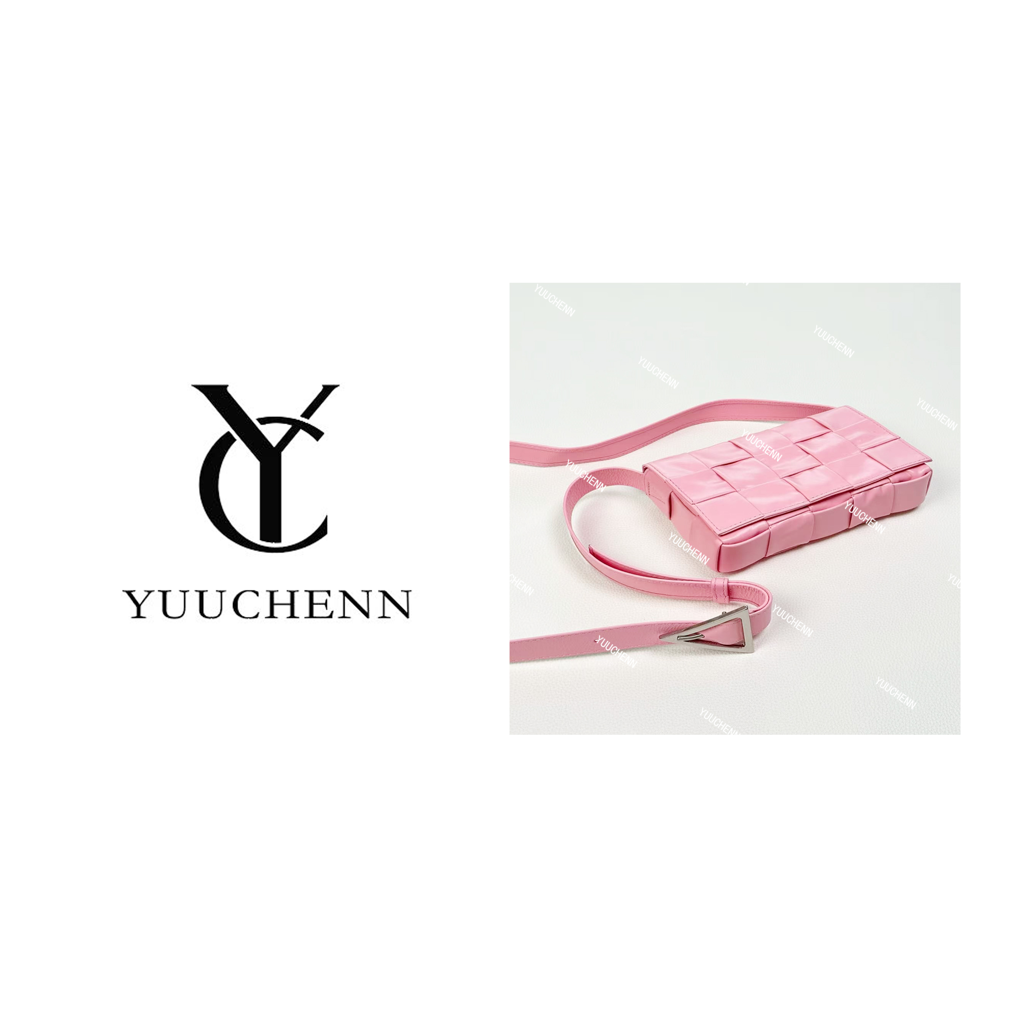 YUUCHENN【编织相机包】进口羊皮23cm樱花粉色HH6345