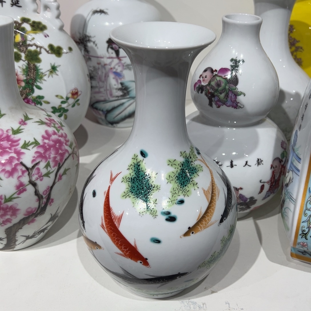 陶摆件22cm年年有余赏瓶