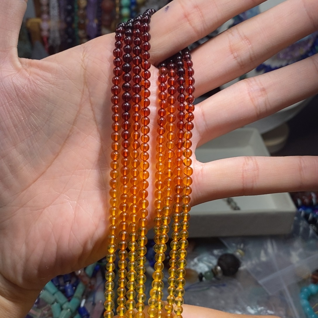未镶嵌，天然凤凰琥，珀4mm，石英质玉