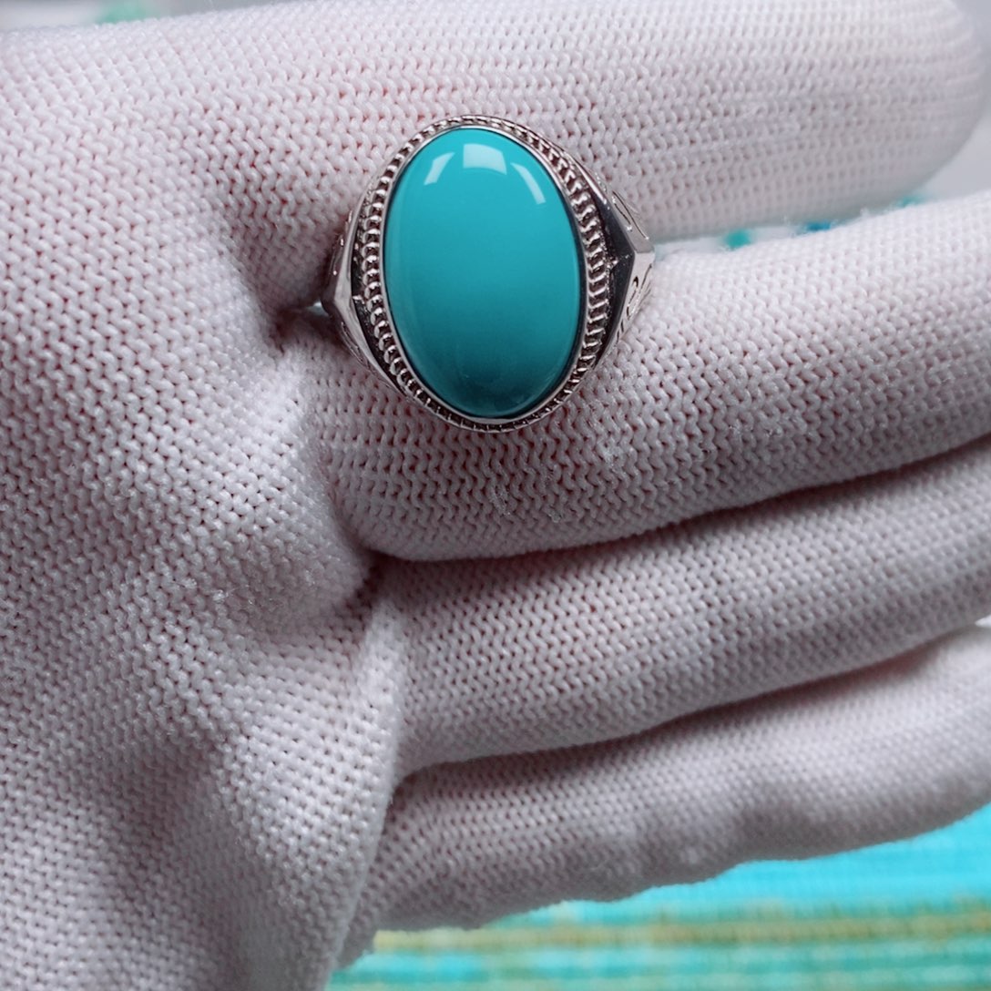 绿松石银S925镶嵌手串