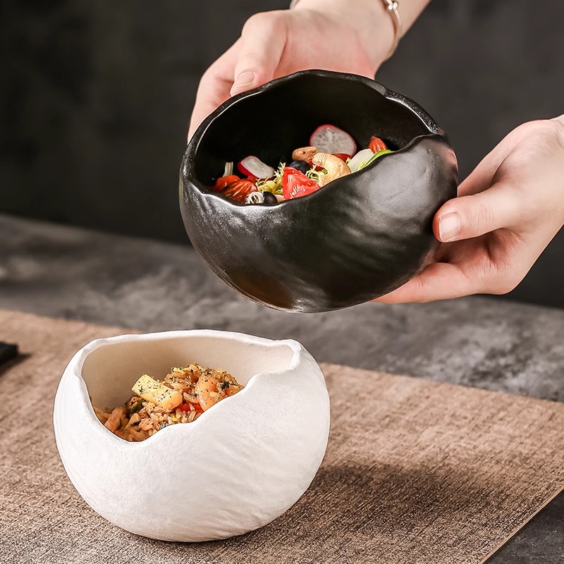 日式饭碗创意陶瓷碗个人专用碗家用高颜值沙拉碗意面碗蛋壳碗