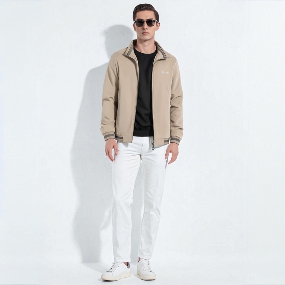 男士轻奢专柜品质夹克工装美式修身春秋秋季秋冬立领防风时尚夹克
