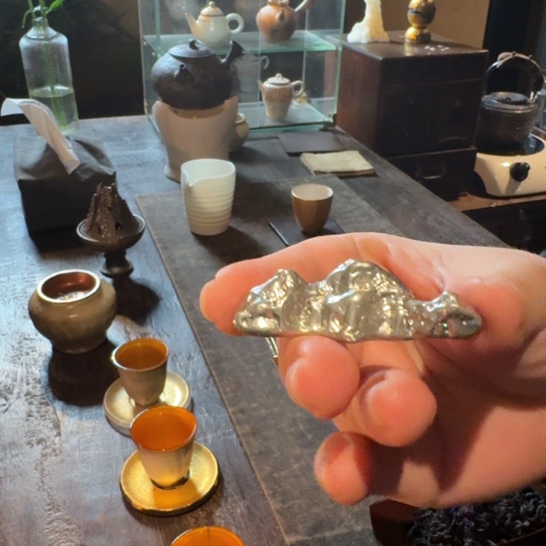 手作锡器山子搁置 茶道具