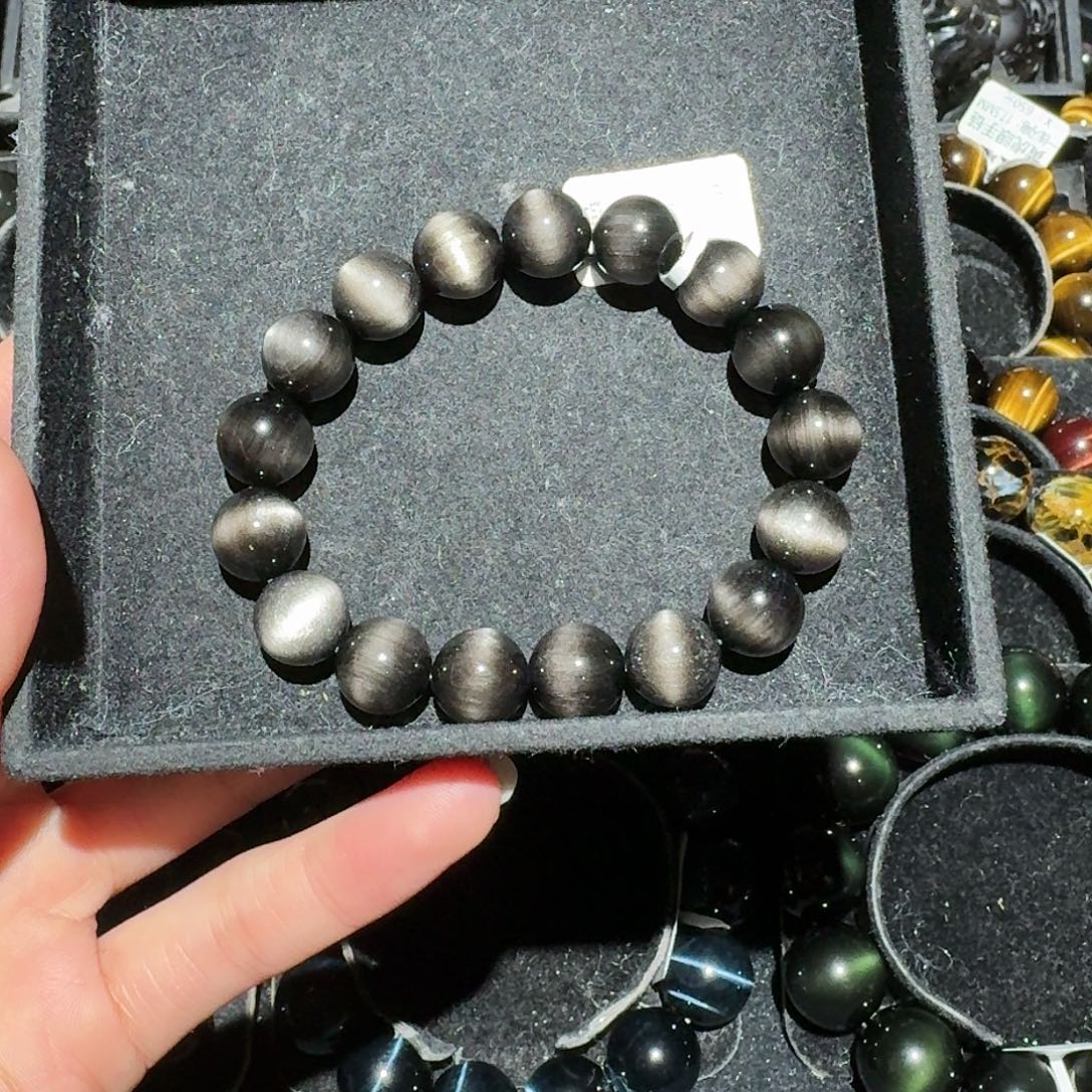 小***挞黑曜岩未镶嵌手链
