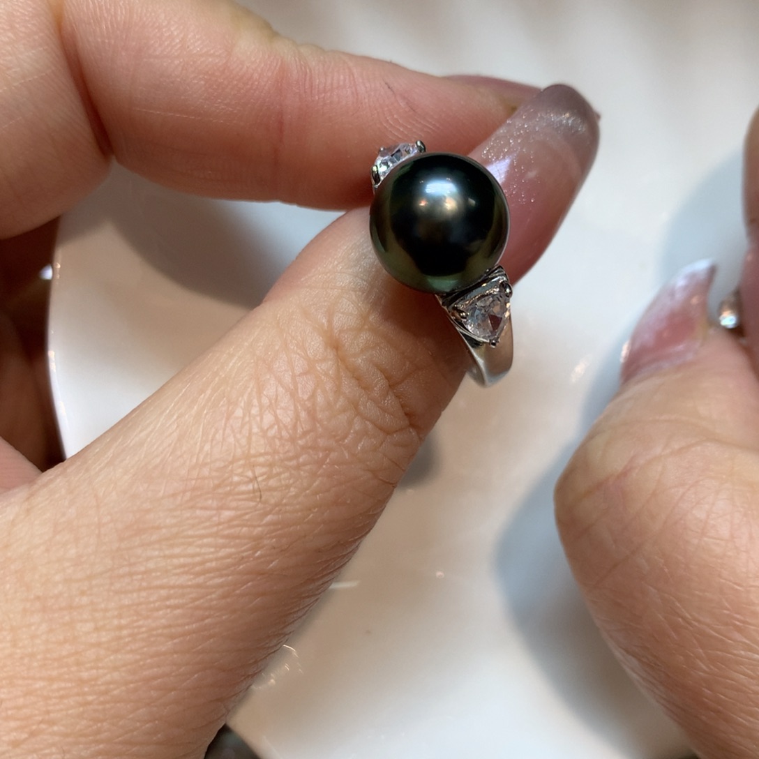 海水珍珠戒指银S925镶嵌