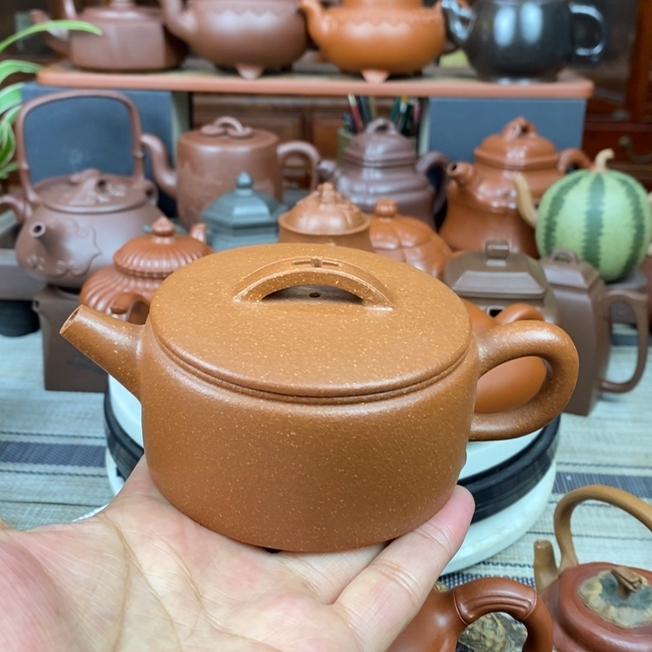 紫砂茶壶汉瓦260-350CC原矿宝山红降坡泥