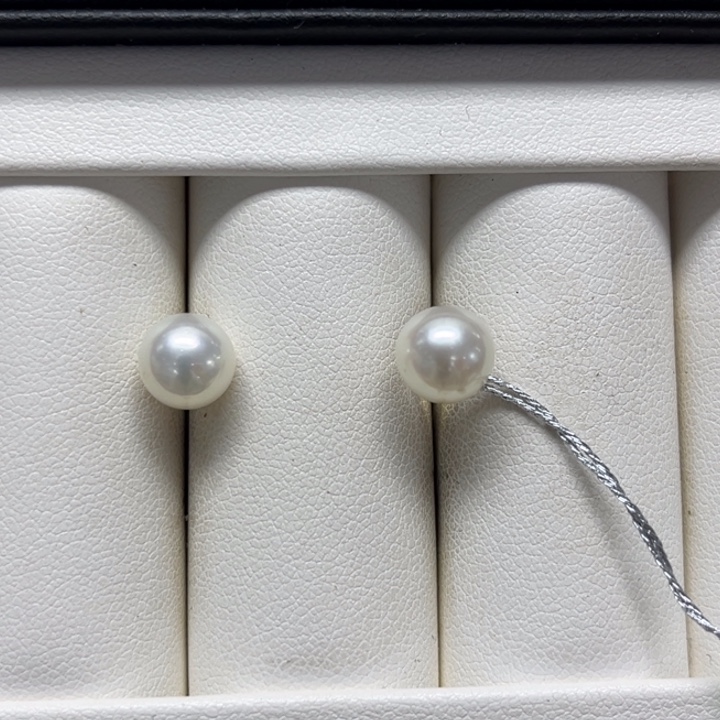 银S925镶嵌海水珍珠耳饰7-8mm 11号